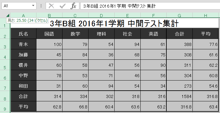 列の幅を調整