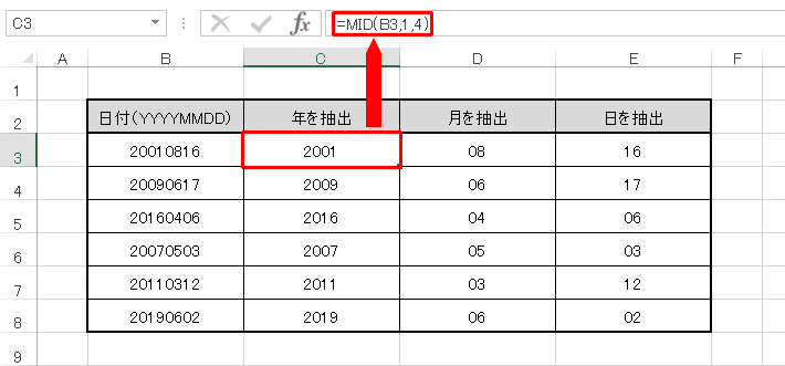 Excel 文字列の途中から 指定した長さの文字を抽出する Mid関数 みんなのエクセル