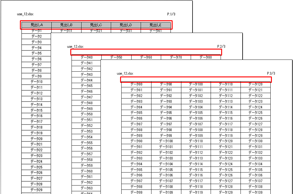 エクセルで縦長の表を印刷すると、2ページ目以降は見出しが印刷されず意味不明になる